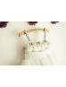 Ivory Beaded Satin Tulle Tutu Flower Girl Dress First Communion Dress